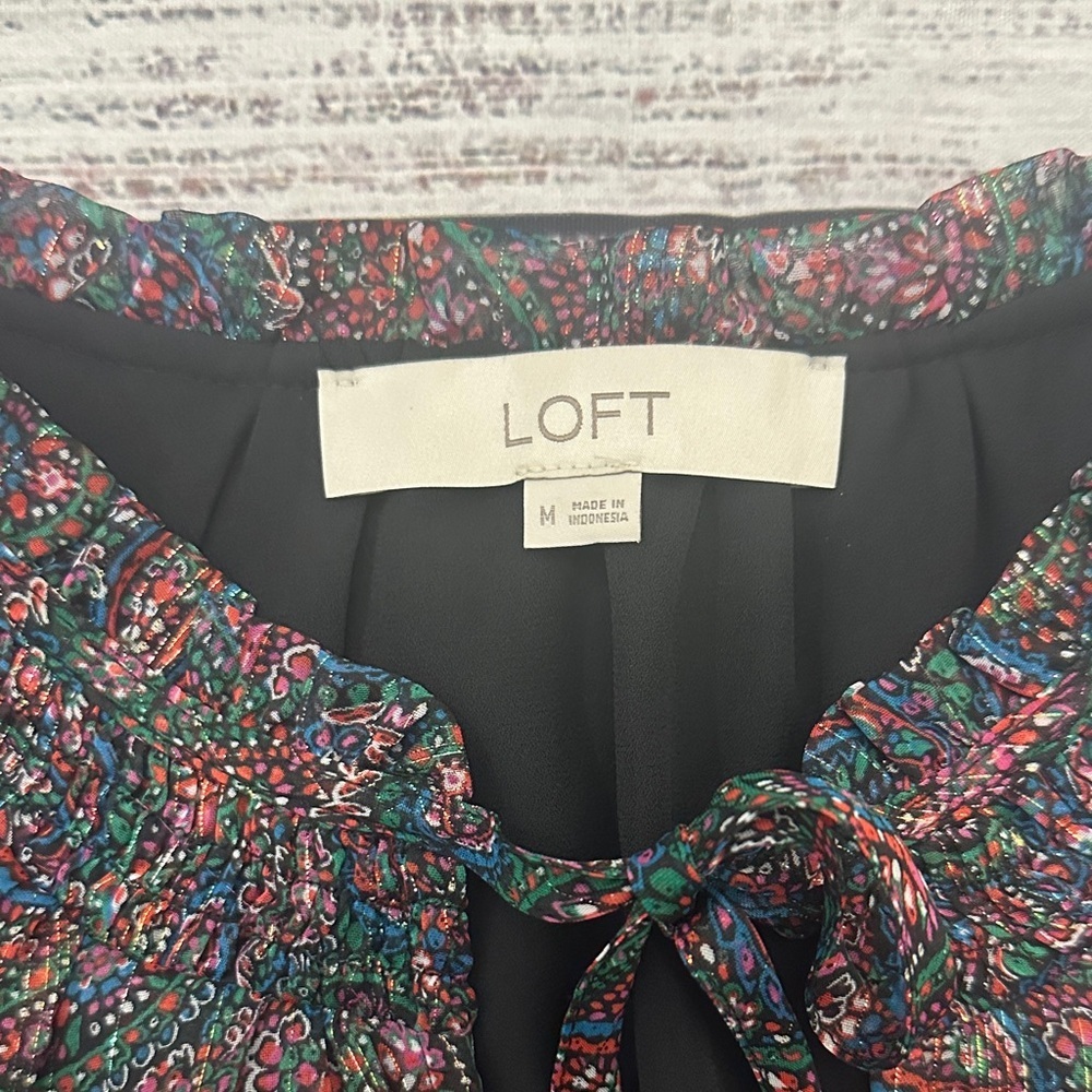 LOFT Multicolor Paisley Blouse Sz. M - Picture 2 of 7